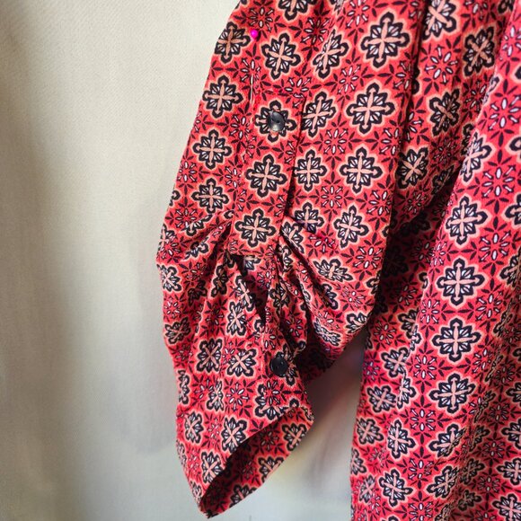 Liz Claiborne Career Red/Black/White Geo Long and 3/4 Sleeve Blouse size 3x - Picture 6 of 10
